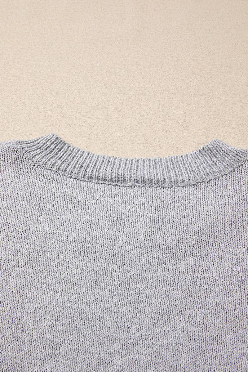 Gray Star Pattern Drop Shoulder Sweater