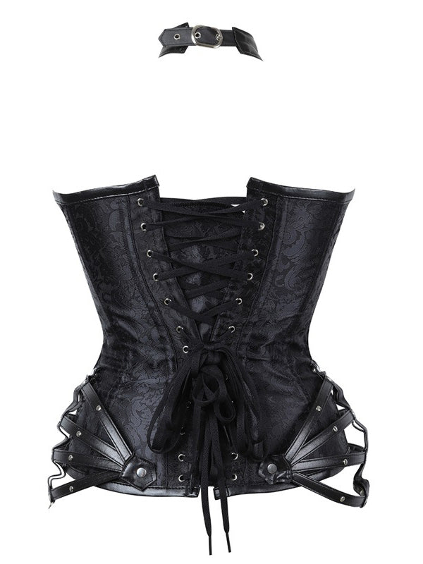 LEATHER CORSET BERRY black<br>