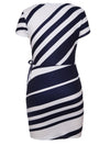 STRIPE KNOT SHEATH DRESS EBONIE white and blue