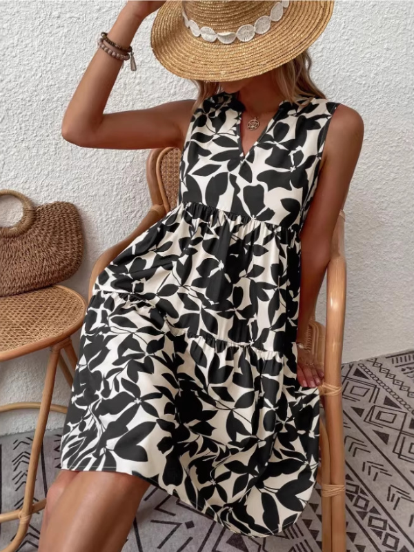 ELEGANT SUMMER DRESS BETIKA black white
