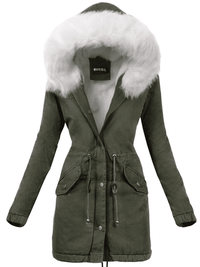 <tc>PARKA bunda SABINA khaki s bílou kožešinou</tc>