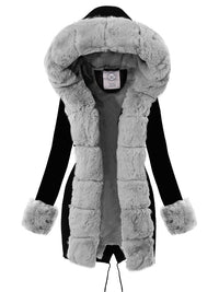 PARKA KABÁT MARJORIE černý s šedou kožešinou
