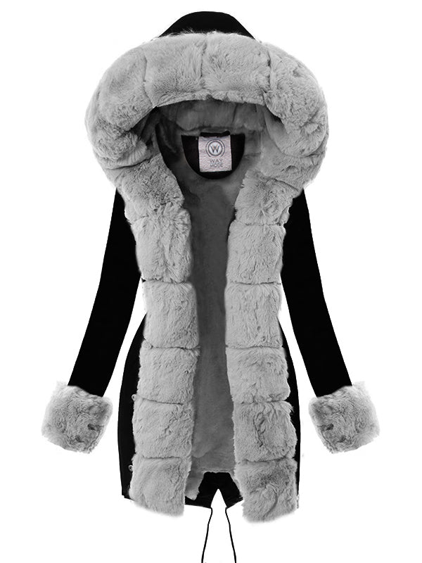 PARKA KABÁT MARJORIE černý s šedou kožešinou
