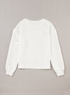 White Wavy Texture Drop Shoulder Long Sleeve Top