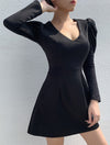 ELEGANT PUFF SLEEVE DRESS SAYA black