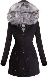 PARKA JACKET MARJORY black with grey fur