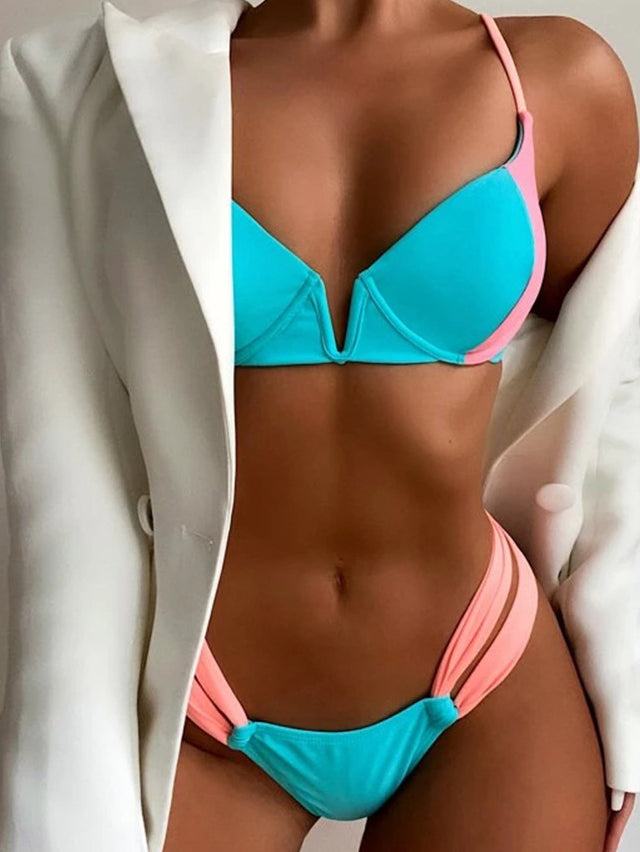 BIKINI LINDON modré a růžové